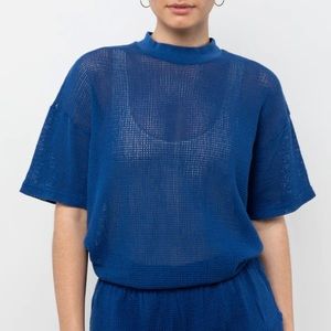 COTTON FISHNET MOCK NECK BIG TEE